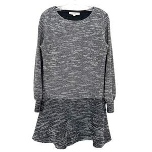 Loft Gray Tweed Peplum Dress Sz M